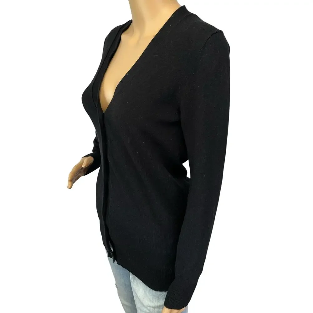 J. Crew Wool Blend V-neck Cardigan Sweater Black F4721 Size XS